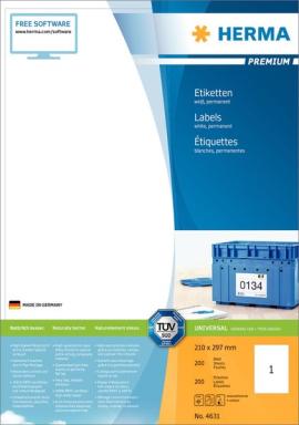HERMA Etiketten Premium A4 weiß 210x297 mm Papier  100 St.