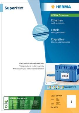 HERMA Etiketten Premium A4 weiß 210x297  mm Papier  200 St.