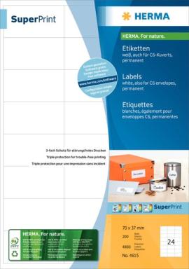 HERMA Etiketten Premium A4 weiß 70x37    mm Papier 4800 St.