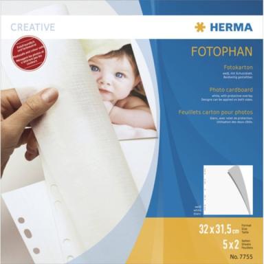 HERMA Fotokarton 320 x 315 mm weiß     5 Blatt