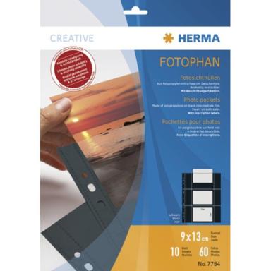HERMA Fotosichthüllen  90 x 130 mm quer schwarz 10 Hüllen