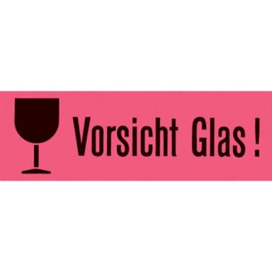 HERMA Hinweisetiketten "Vorsicht Glas", 39 x 118 mm - für den Markt: D / A / L 