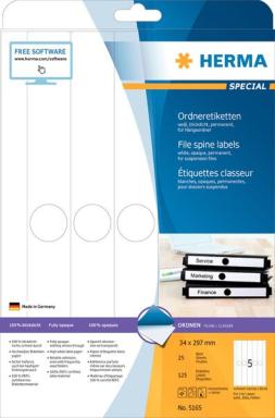 HERMA Hängeordneretik. A4 weiß 34x297 mm Papier opak 125 St.