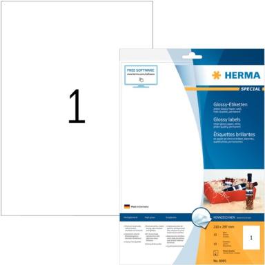 HERMA Inkjet-Etik. A4 weiß 210x297 mm Papier glänzend 10 St.