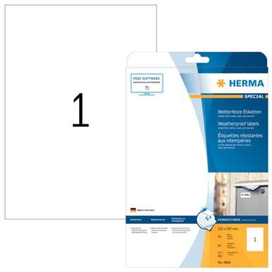 HERMA Inkjet-Etik. A4 weiß 210x297   mm wetterfest  10 St.