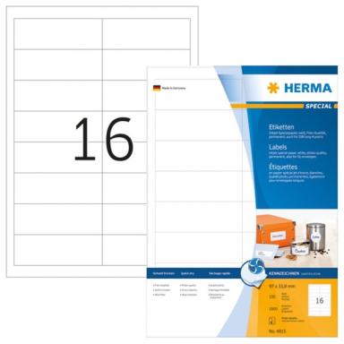 HERMA Inkjet-Etiketten A4 weiß 97x33,8   mm Papier 1600 St.