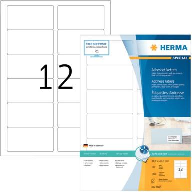 HERMA Inkjet Adresset. A4 weiß 88,9x46,6 mm Papier 1200 St.
