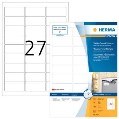 HERMA Inkjet Folien-Etiketten, 63,5 x 29,6 mm, weiß permanent haftend, Folien-E