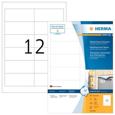 HERMA Inkjet Folien-Etiketten, 97,0 x 42,3 mm, weiß permanent haftend, Folien-E