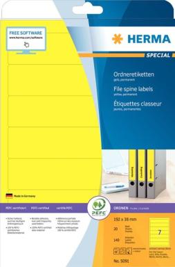 HERMA Ordneretiketten A4 gelb 192x38 mm Papier opak 140 St.