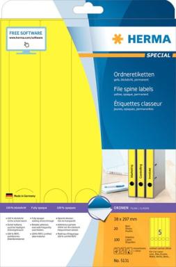 Image HERMA_Ordneretiketten_A4_gelb_38x297_mm_Papier_img1_3799709.jpg Image