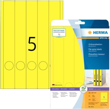 Image HERMA_Ordneretiketten_A4_gelb_38x297_mm_Papier_img3_3799709.jpg Image