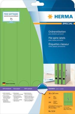 HERMA Ordneretiketten A4 grün 38x297 mm Papier opak 100 St.