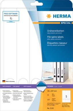 HERMA Ordneretiketten A4 weiß 38x297 mm Papier opak 125 St.