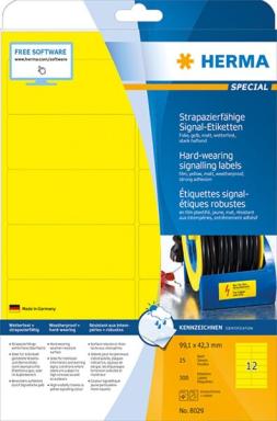 HERMA Signal-Etiketten strapazierfähig A4 99,1x42,3 mm gelb stark haftend Folie