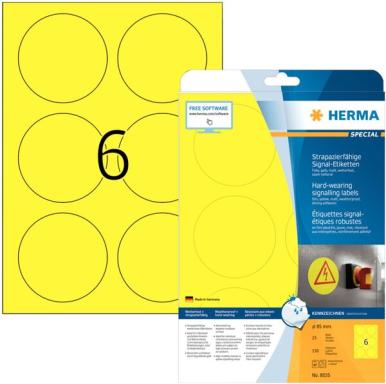 HERMA Signal-Schilder A4 85 mm gelb Folie 150 St.