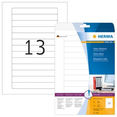 HERMA Video-Etiketten A4 weiß 147,3x20  mm Papier 325 St.