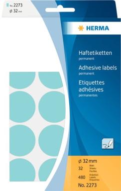 HERMA Vielzwecketiketten blau 32 mm rund Papier 480 St.