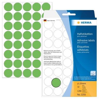 HERMA Vielzwecketiketten grün 19 mm rund Papier 1280 St.