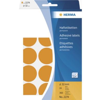HERMA Vielzwecketiketten leuchtorange 32 mm Papier 360 St.