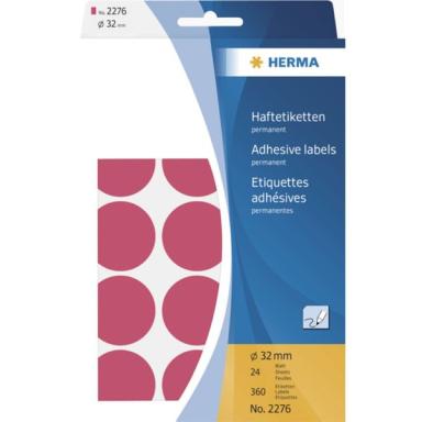 HERMA Vielzwecketiketten rot  32 mm rund Papier 360 St.