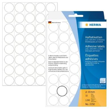 HERMA Vielzwecketiketten weiß 19 mm rund Papier 1280 St.
