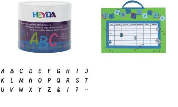 HEYDA Motivstempel-Set Alphabet, Klarsicht-Runddose (57300357)