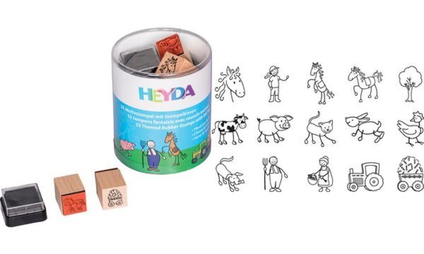 HEYDA Motivstempel-Set Pferdchen & Bauernhof, Runddose (57301236)