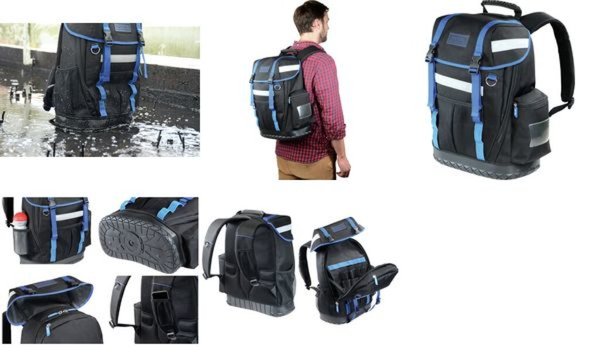 HEYTEC Werkzeug-Rucksack, unbestück t, Farbe: schwarz/ blau (11650003)