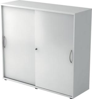 Schiebetürschrank 3 Ordnerhöhen 120 cm Korpus und Front Weiß