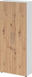 Schrank 5 Ordnerhöhen, 34,6 cm tief BM Korpus Weiß, Front Asteiche