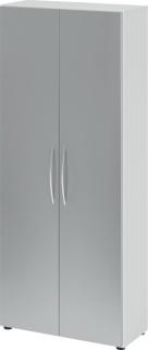 Schrank 5 Ordnerhöhen, 34,6 cm tief BM Korpus Weiß, Front Silber