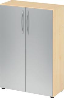 Schrank 3 Ordnerhöhen, 34,6 cm tief BM Korpus Ahrorn, Front Silber