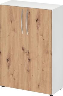 Schrank 3 Ordnerhöhen, 34,6 cm tief BM Korpus Weiß, Front Asteiche