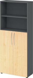 HAMMERBACHER Regalschrank 4770, V4770/G/3/BM grafit, ahorn 3 Fachböden 80,0 x 34,6 x 188,0 cm