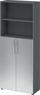 HAMMERBACHER Regalschrank 4770, V4770/G/S/BM grafit, silber 3 Fachböden 80,0 x 34,6 x 188,0 cm