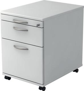 Rollcontainer 58 cm, 1 Schub, Schloß Korpus und Front Weiß