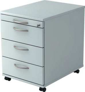 Rollcontainer 58 cm, 3 Schübe, Schloß Korpus und Front Grau