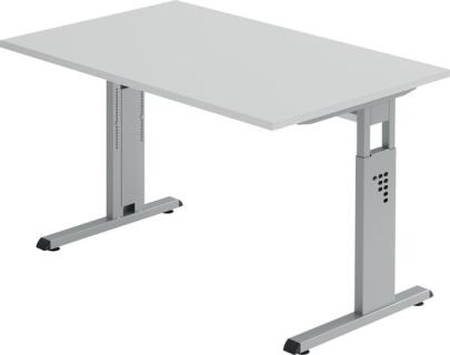 Schreibtisch C-Fuß 120 x 80 cm Grau/Silber, Platte 2,5cm, rechteckig