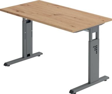 Schreibtisch C-Fuß 120 x 67 cm Asteiche/Graphit Platte 2,5cm Asteiche