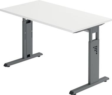 Schreibtisch C-Fuß 120 x 67 cm Asteiche/Graphit Platte 2,5cm weiß