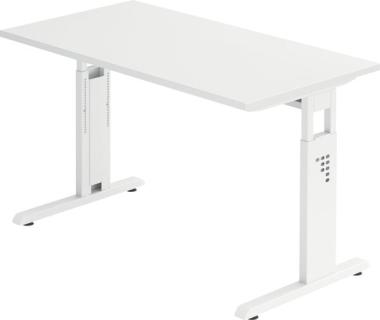 Schreibtisch C-Fuß 120 x 67 cm Weiß/Weiß, Platte 2,5 cm weiß