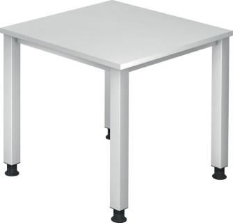 Schreibtisch 4-Fuß eckig 80 x 80 cm Weiß, Rechteckform, Platte 2,5 cml