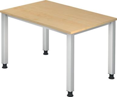 Schreibtisch 4-Fuß eckig 120 x 80 cm Ahorn, Rechteckform, Platte 2,5 cm