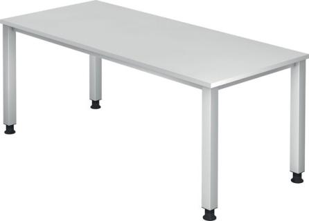 Schreibtisch 4-Fuß eckig 180 x 80 cm Weiß, Rechteckform, Platte 2,5 cm
