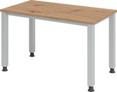 Schreibtisch 1200 x 670 mm Asteiche/silber, 4-Fuß-Gestell