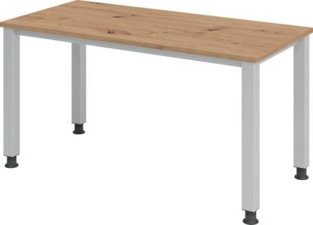 Schreibtisch 1400 x 670 mm Asteiche/silber, 4-Fuß-Gestell