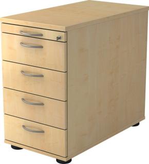 Standcontainer 80 cm, 4 Schübe, Schloß Korpus und Front Ahrorn