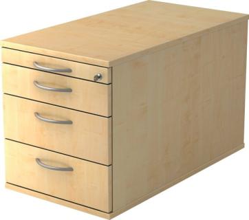 Rollcontainer 80 cm, 3 Schübe, Schloß Korpus und Front Ahrorn