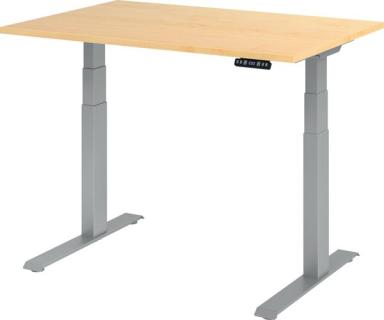HAMMERBACHER XDKB12 höhenverstellbarer Schreibtisch ahorn rechteckig C-Fuß-Gestell silber 120,0 x 80,0 cm